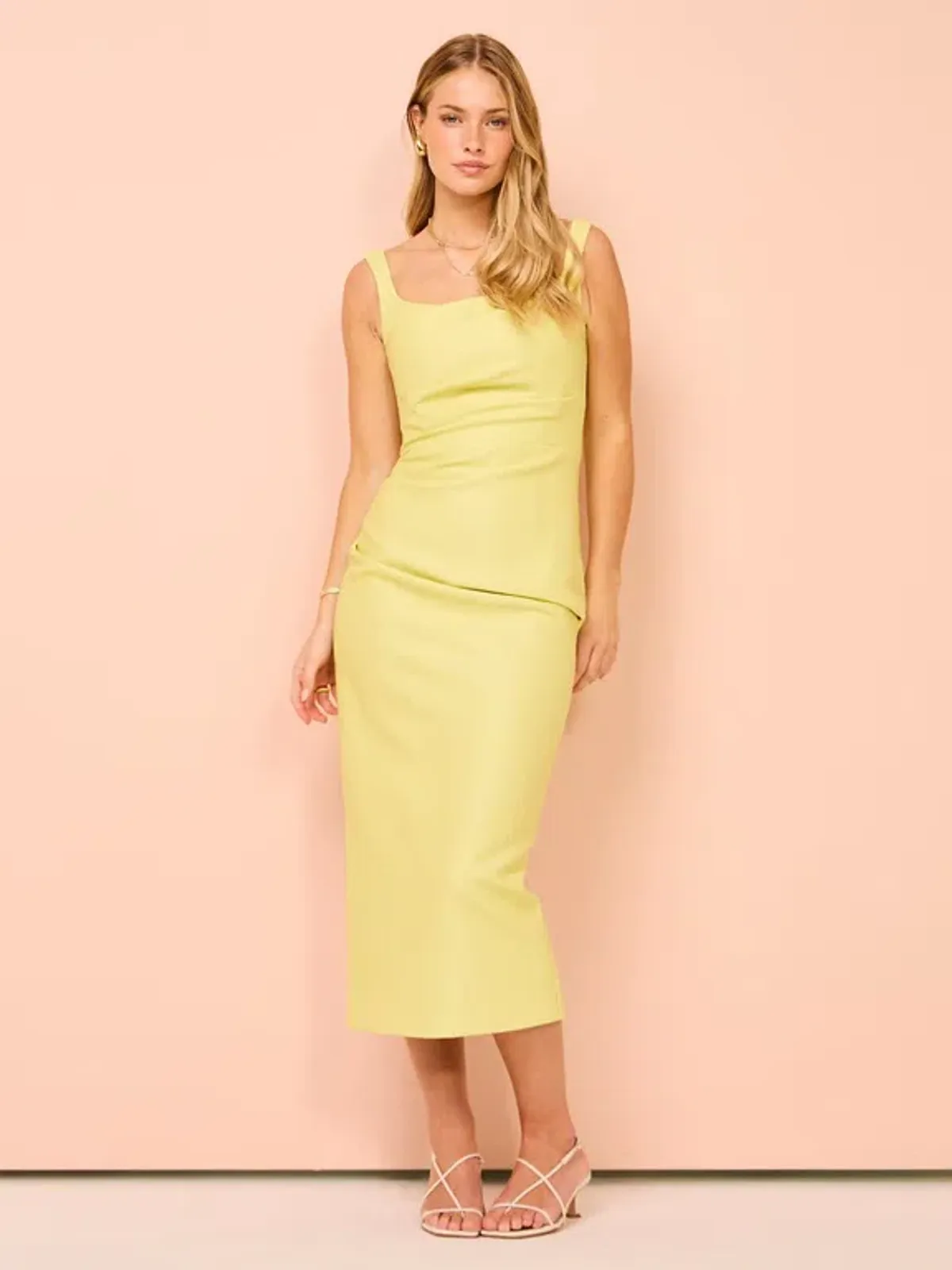 Manning Cartell Love Blossoms Raffia Midi Dress In Limoncello Size 10 for rent on The Volte - main image