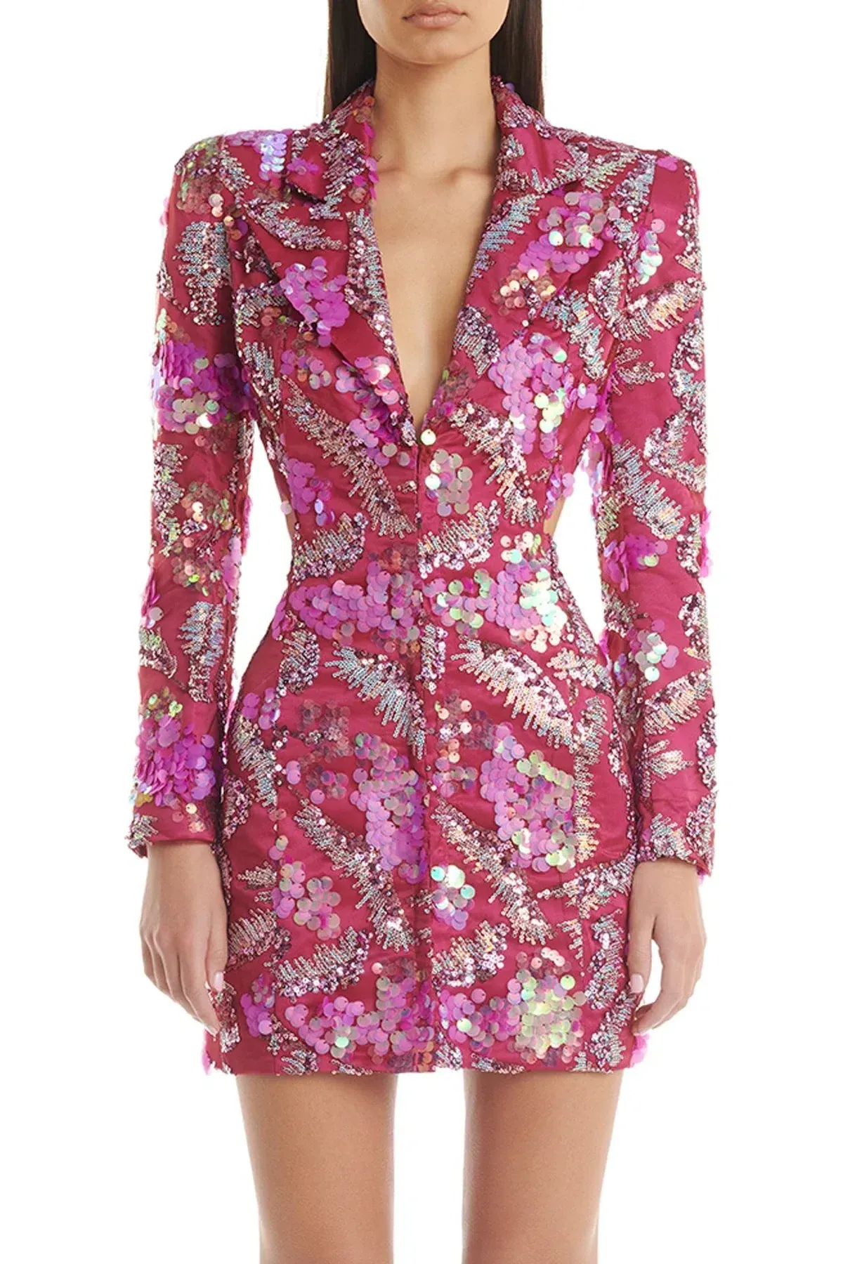Eliya The Label Erica Mini Blazer Dress Pink Sequin Size XL / AU 14 - Image 2