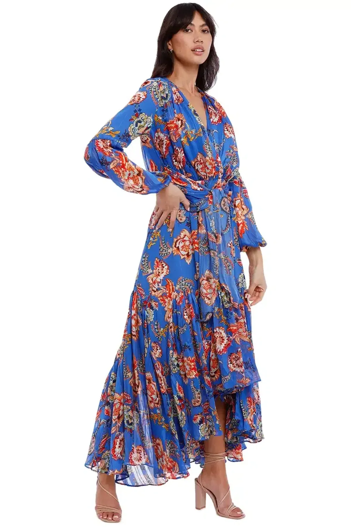 Elliatt Balance Dress in Blue/Print Size 8 - Image 4
