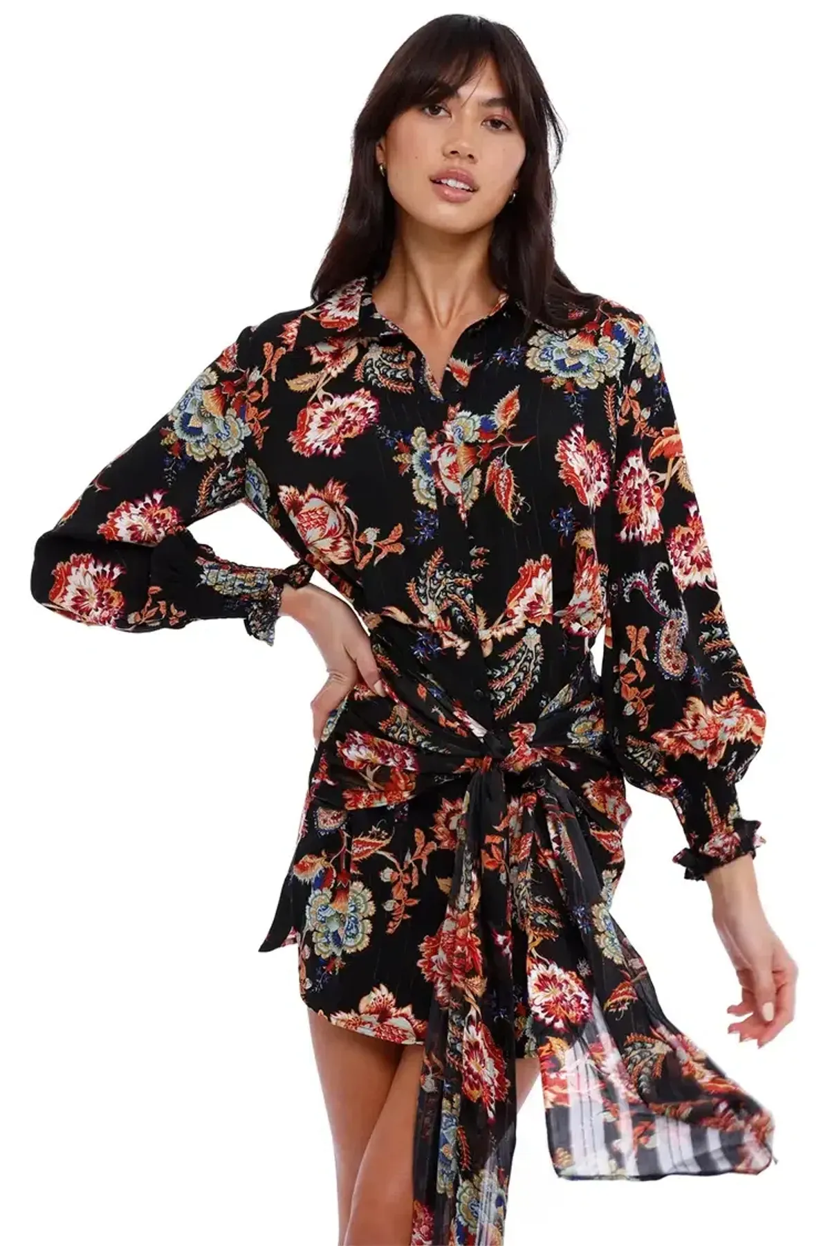 Elliatt Independence Dress in Black/Floral Size 12 - Image 3