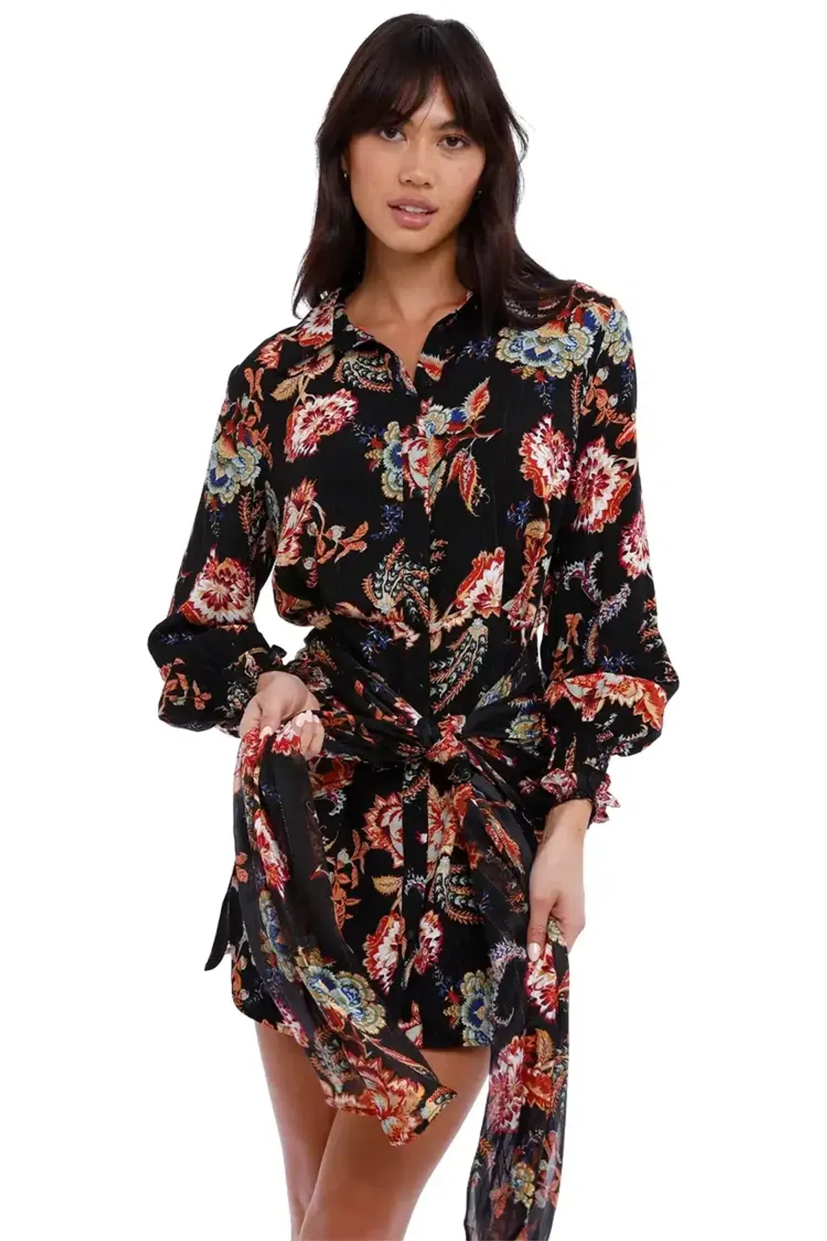 Elliatt Independence Dress in Black/Floral Size 6 - Image 4