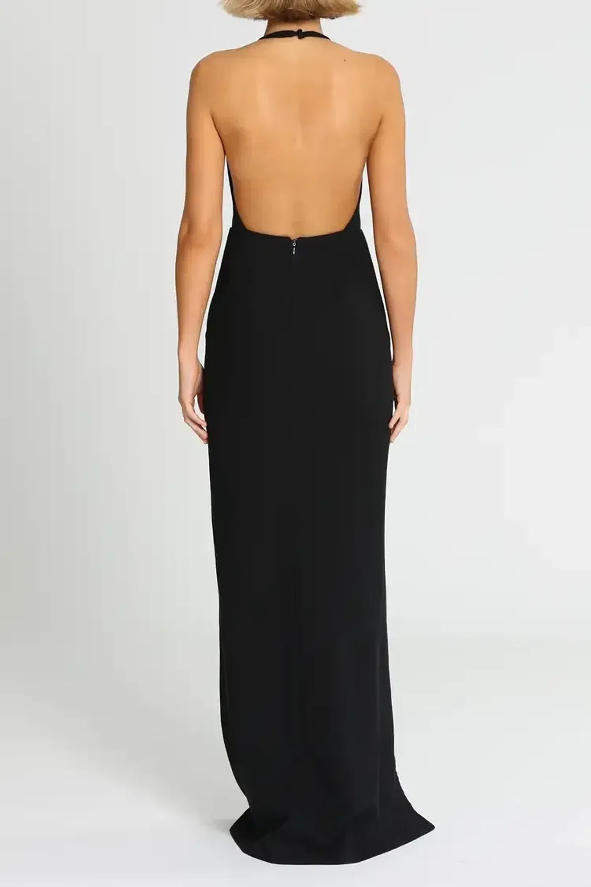 Elizabeth and James Ventus Halter Neck Twill Gown in Black Size 12 - Image 4