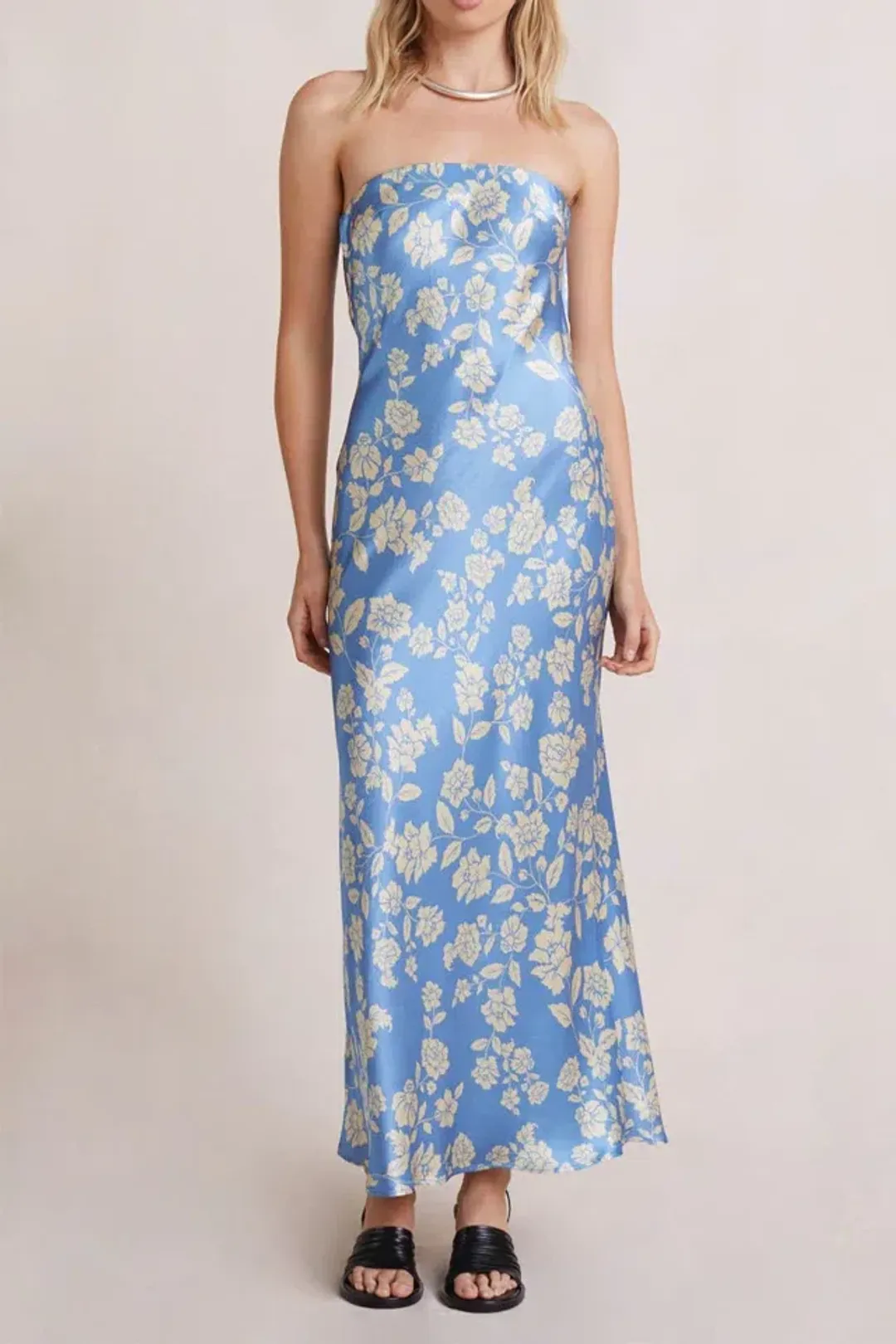 Bec & Bridge Blossom Strapless Maxi Dress in Blue Floral Size 6 for rent on The Volte - main image