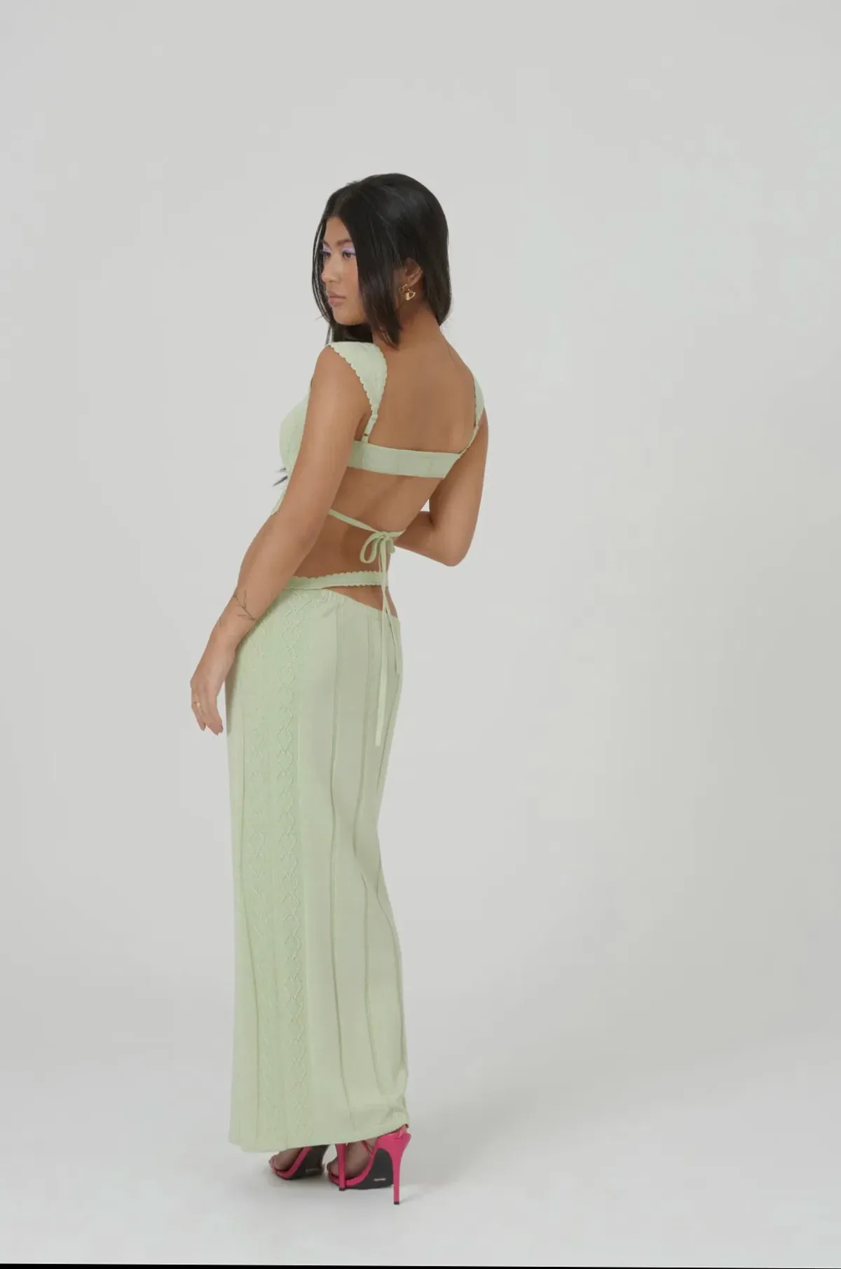 Amiss the Label Joanne Top & Skirt Set Green Size 12 - Image 2