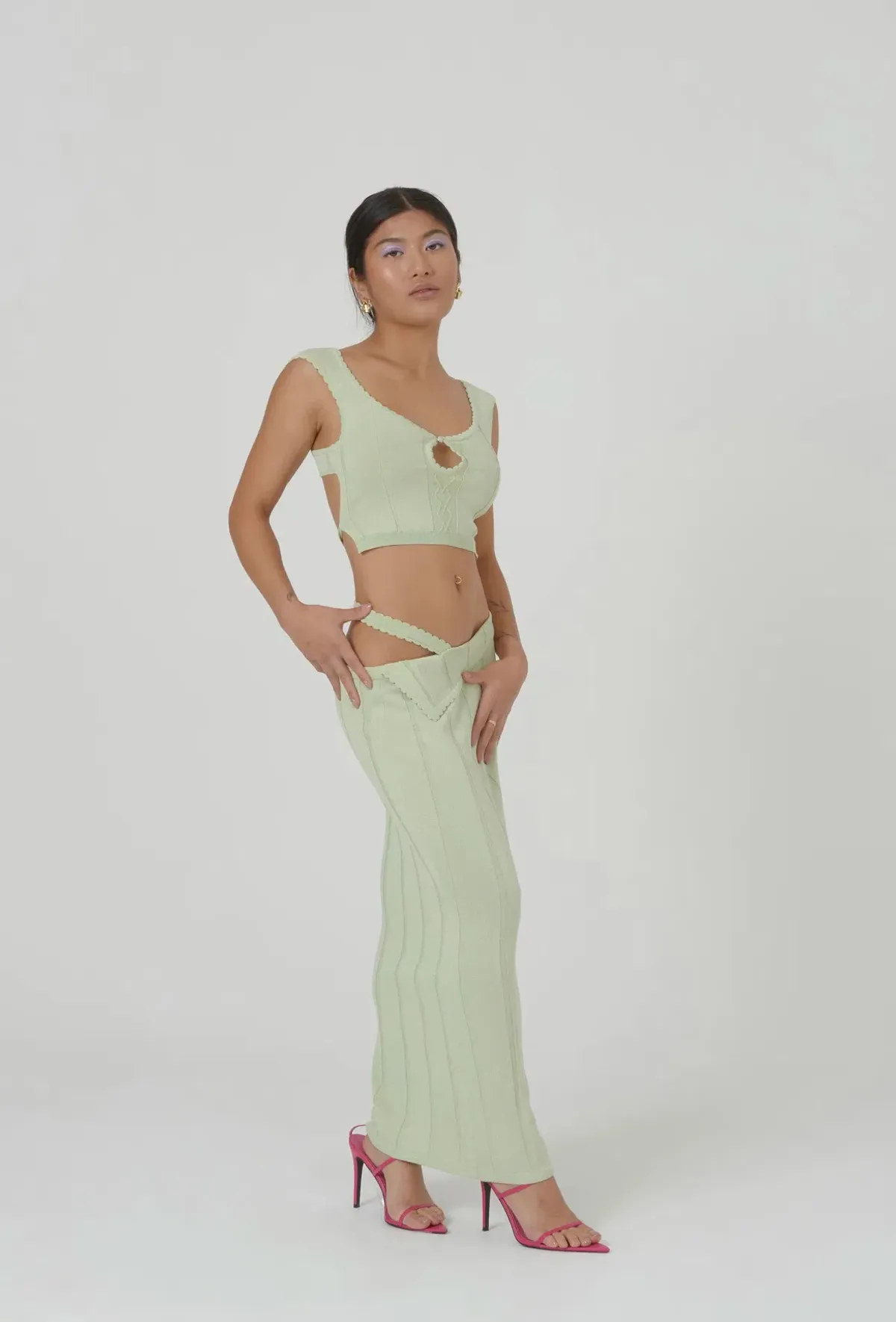 Amiss the Label Joanne Top & Skirt Set Green Size 12 - Image 1
