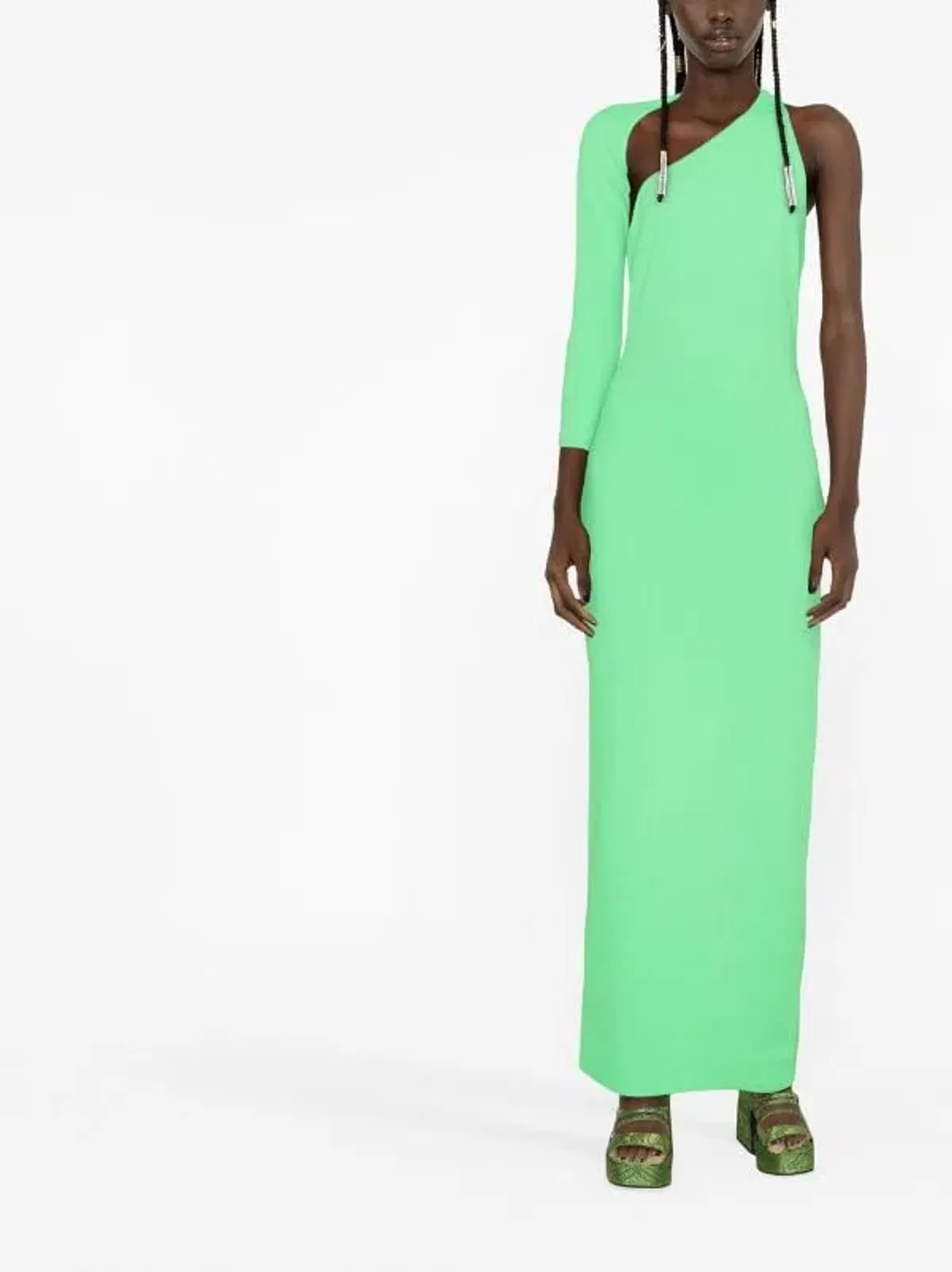 Solace London Saren One Shoulder Stretch Crepe Gown Green Size 10 for rent on The Volte - main image