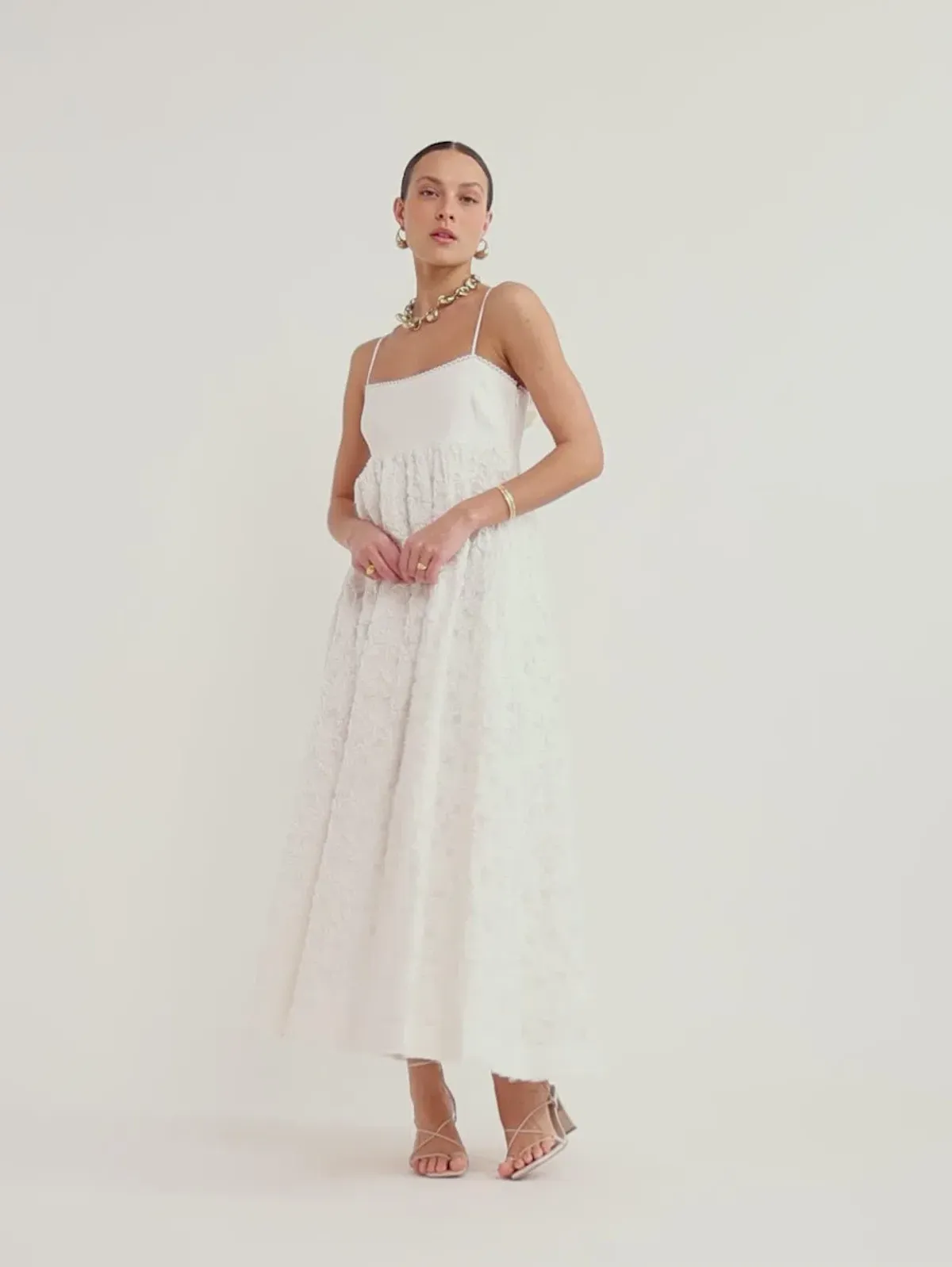 Alemais Iggy Embroidered Midi Dress White Size 10 - Image 1