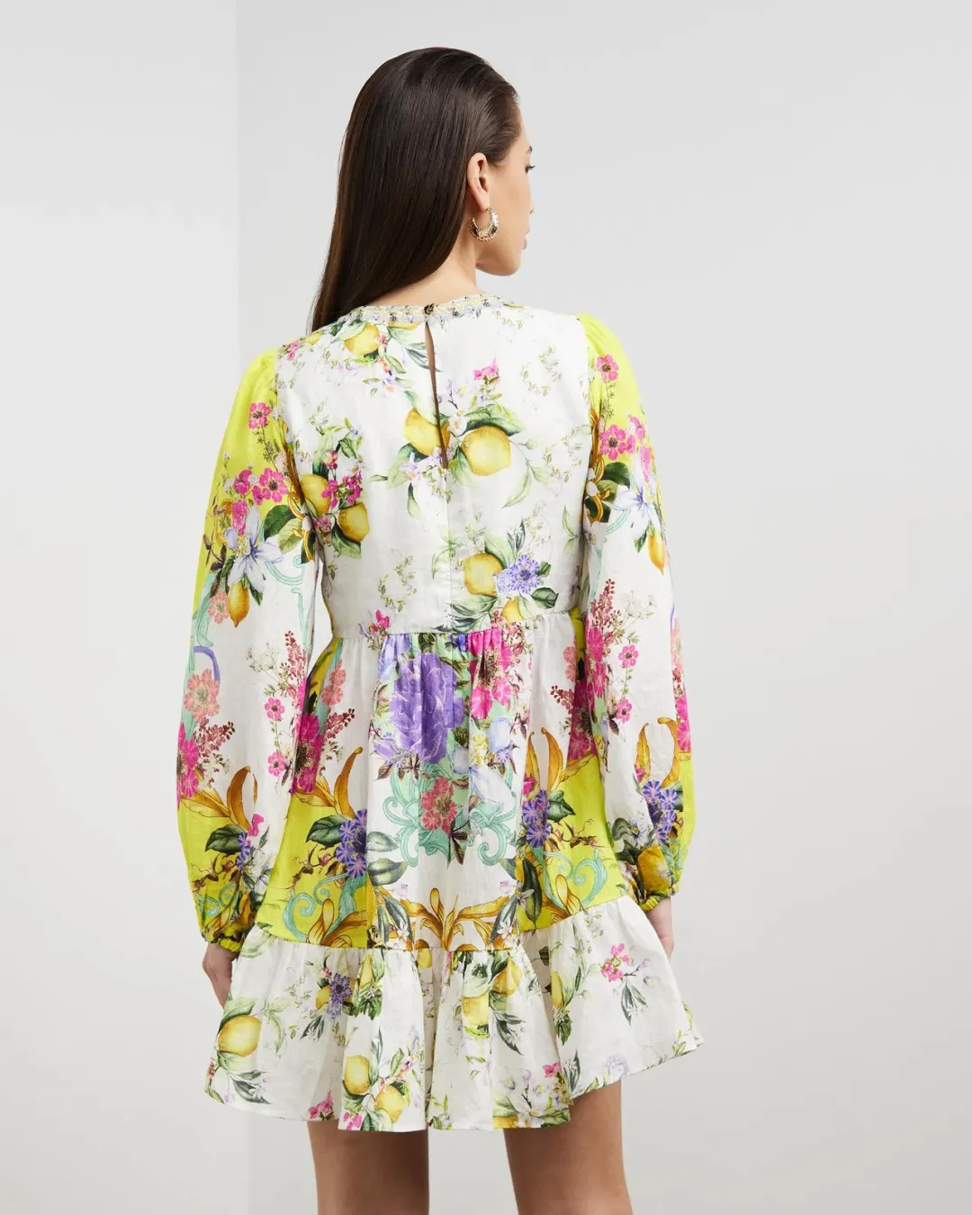 Camilla Short Tie Front Blouson Dress Print Size 10 for rent on The Volte - main image