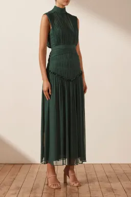 Shona Joy Leonie High Neck Midi Dress Green Size 12 for rent on The Volte - image 2