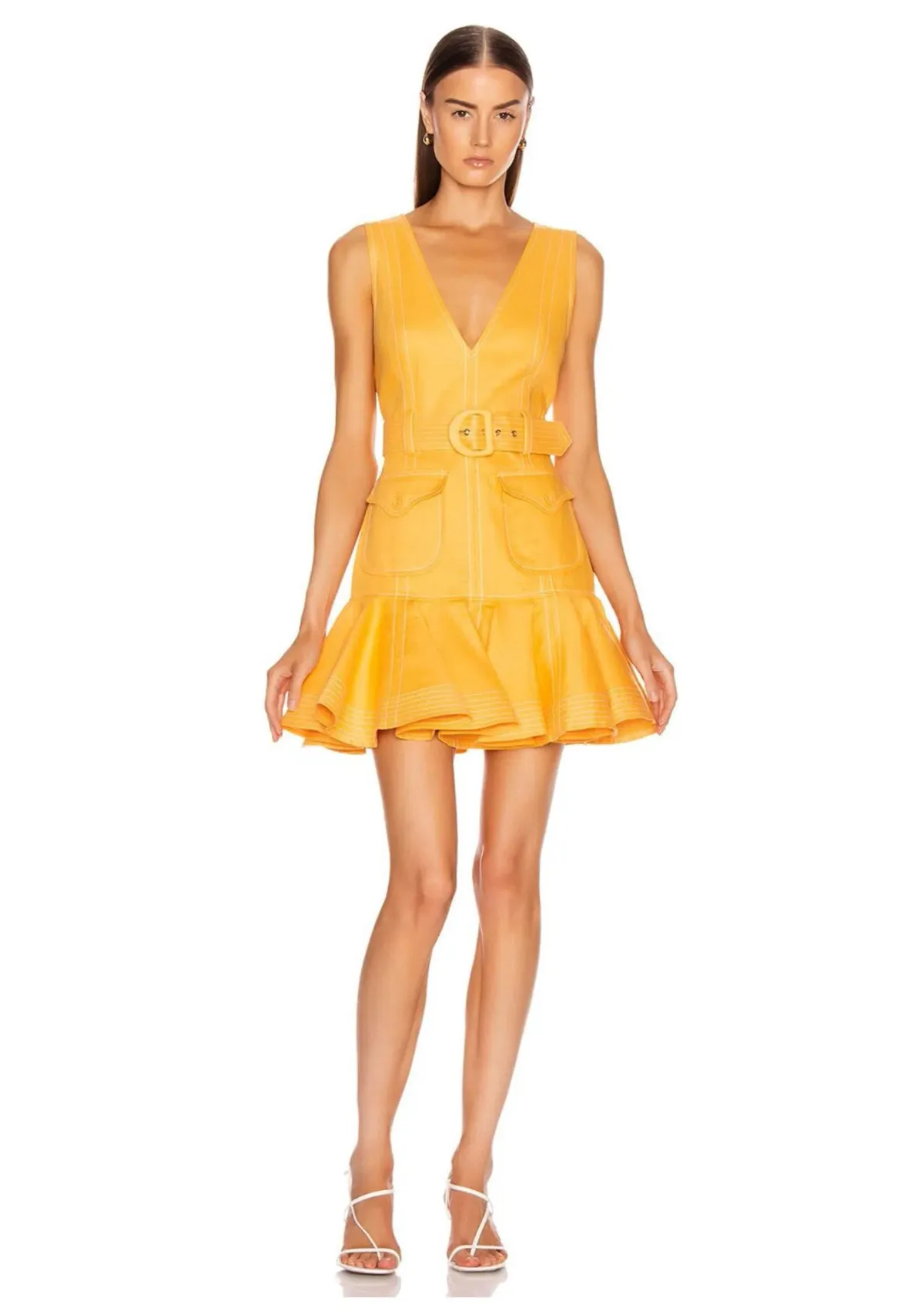Zimmermann Super Eight Safari Mini Dress Mango Size 8/ 0 for rent on The Volte - main image