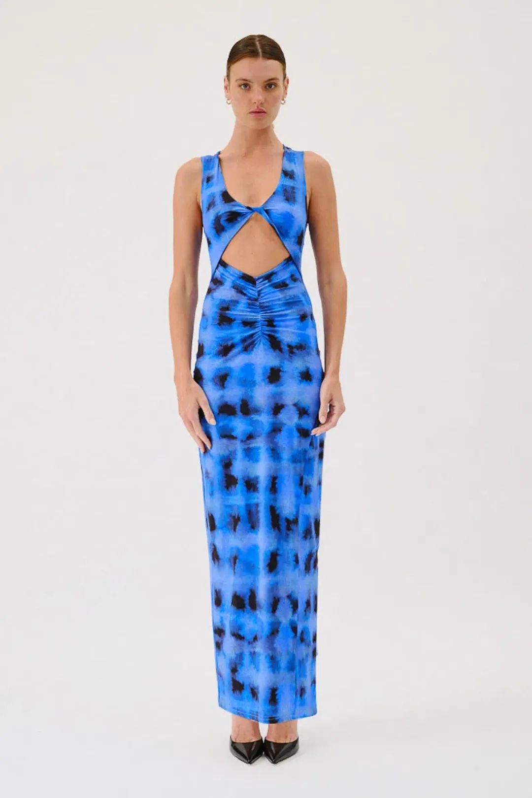 Suboo Shibori Sleeveless Reversible Twist Front Dress Blue Size XL / AU 14 for rent on The Volte - main image