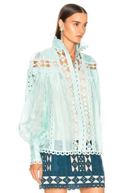 Zimmermann Moncur Studded Blouse Mint Blue Size 0 /AU 8 for rent on The Volte - image 2