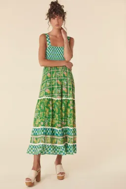 Spell Flora Strappy Maxi Dress Green Multi Size XL / AU 14 for rent on The Volte - image 1