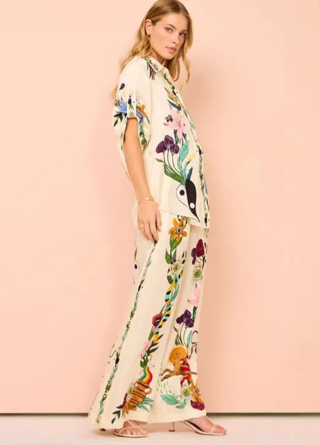 Alemais Meagan Silk Pant and Shirt Set Multi Print Size 14 for rent on The Volte - main image