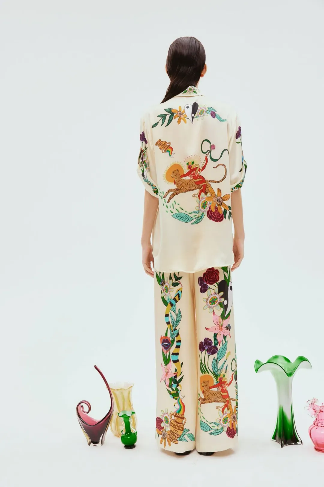 Alemais Meagan Silk Pant and Shirt Set Multi Print Size 14 for rent on The Volte - main image