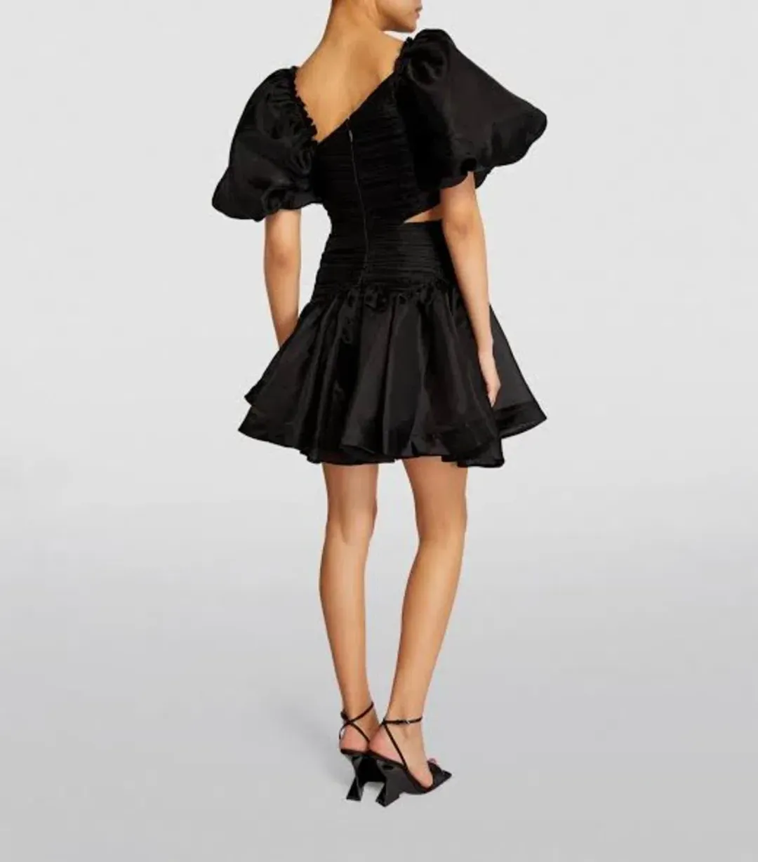 Aje Joan Puff Sleeve Black Mini Dress Cocktail Wedding RRP ($455) Size AU16/US12 for rent on The Volte - main image