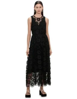 Veronika Maine 3d Floral Midi Dress Black Size 18 for rent on The Volte - image 1