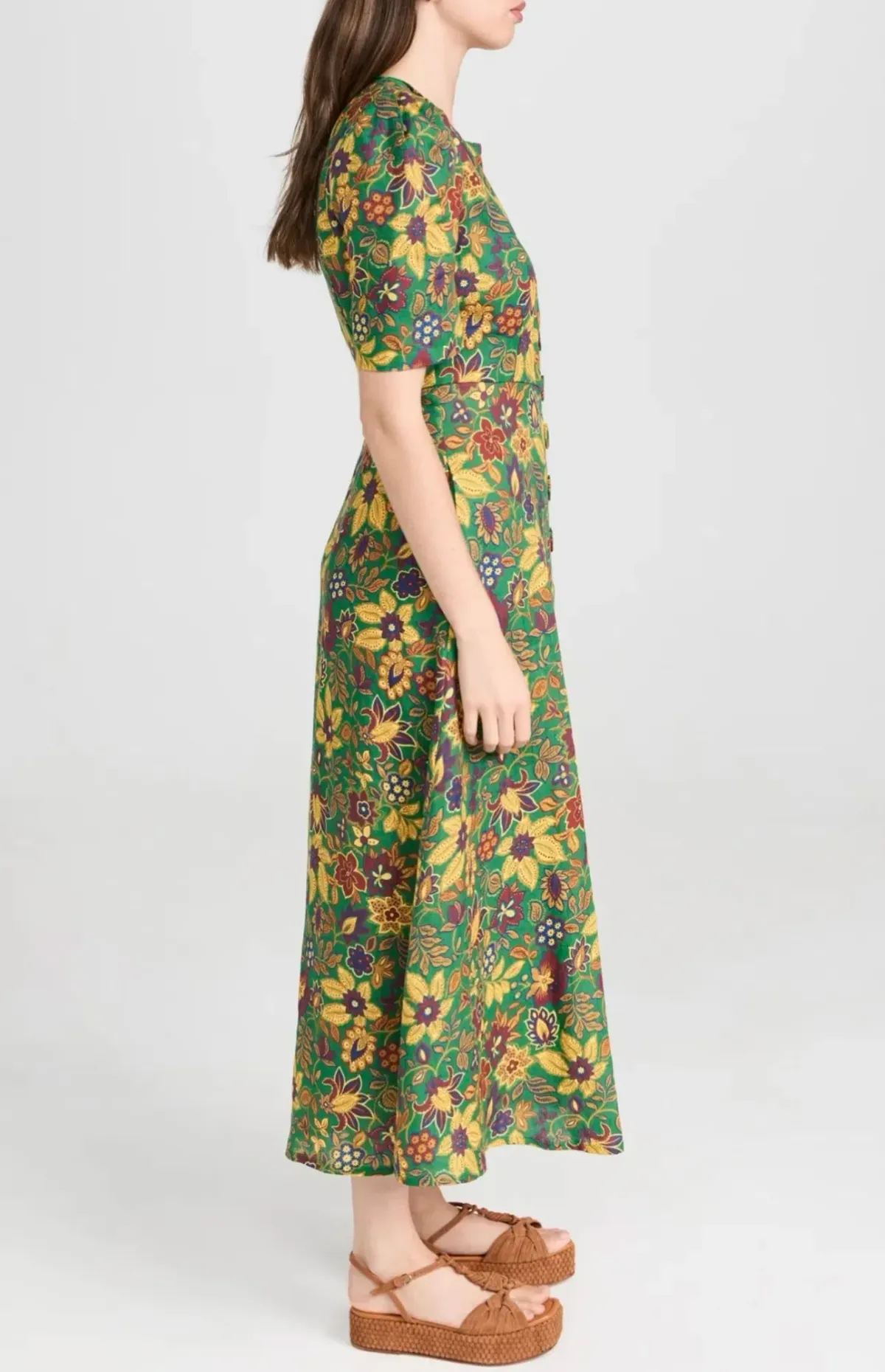 Alemais Isabella V Floral Midi Dress Green Size 8 - Image 4