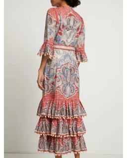 Zimmermann Vitali Tiered Hem Midi Dress Indigo & Ruby Paisley Size 3 /Au14 for rent on The Volte - image 2