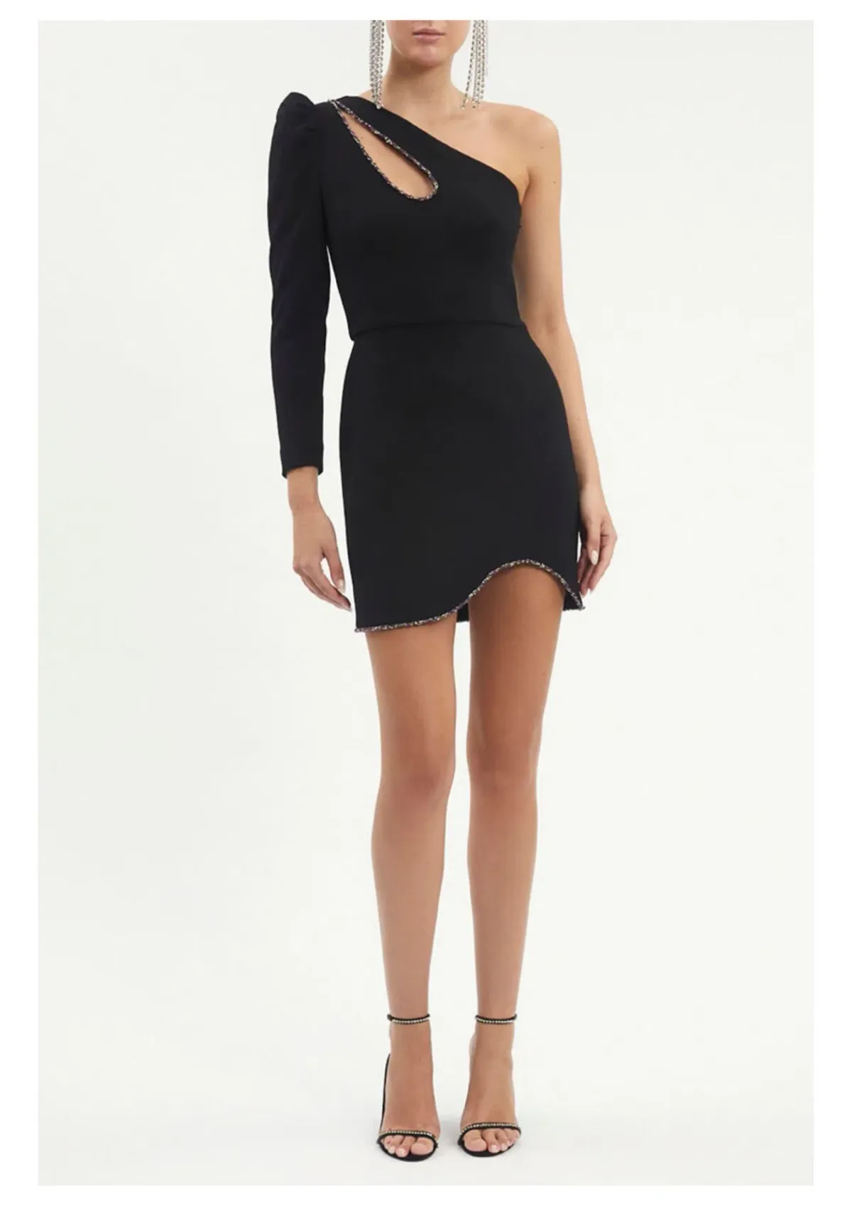 Rebecca Vallance Victoria One Sleeve Mini Dress Black Size 10 - Image 1