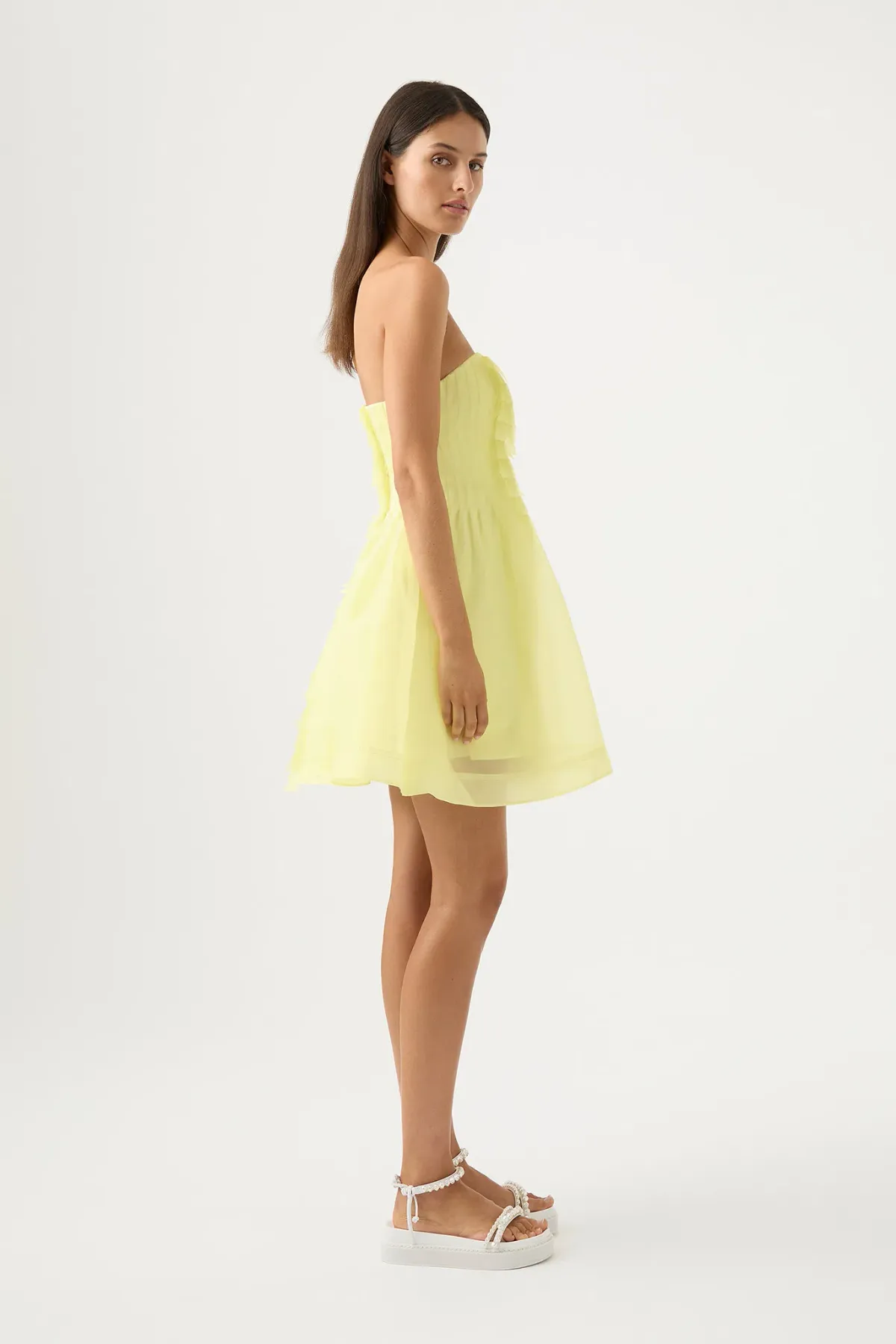 Aje Astrid Strapless Mini Dress Yellow Size AU 6 - Image 2