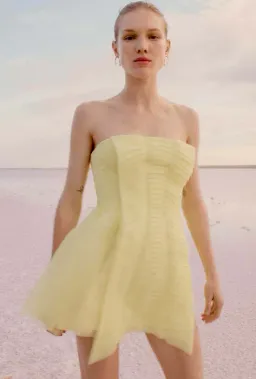Aje Astrid Strapless Mini Dress Yellow Size AU 6 for rent on The Volte - image 4