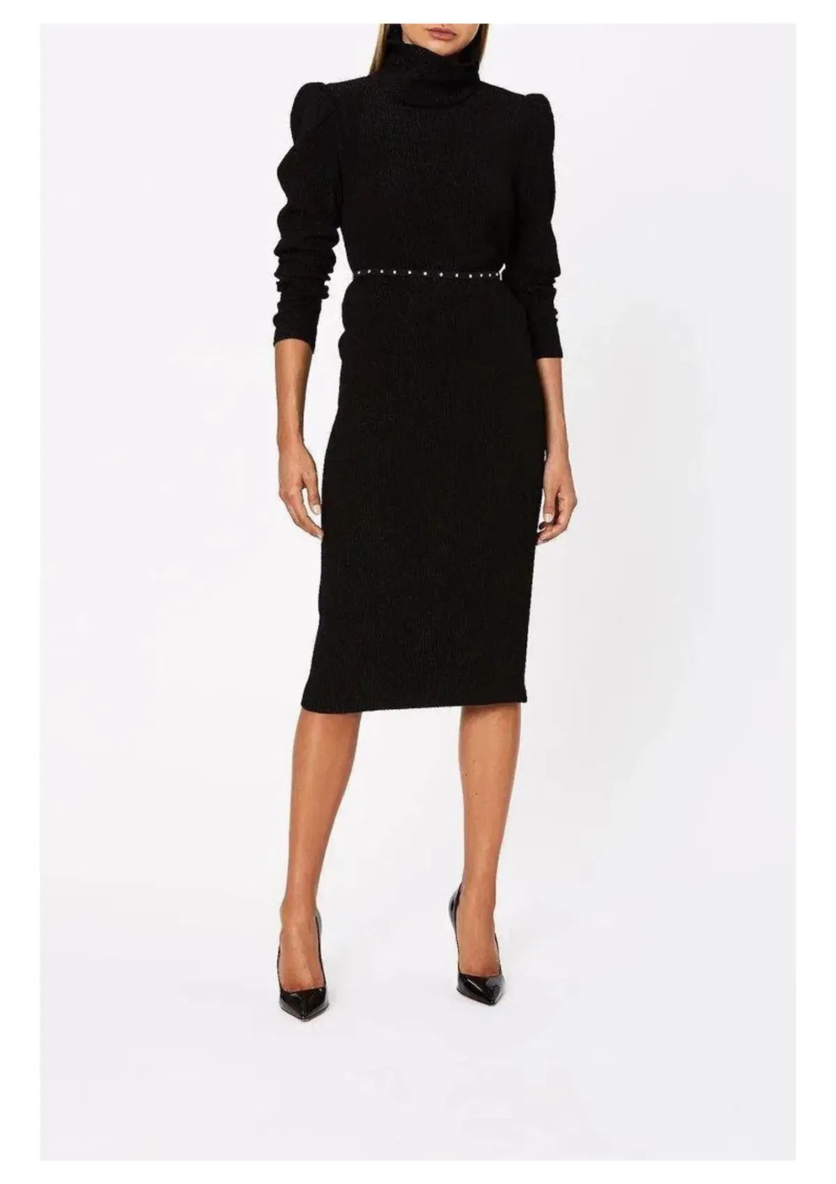 Scanlan Theodore Stretch Reptile Dress Black Size 6 - Image 1