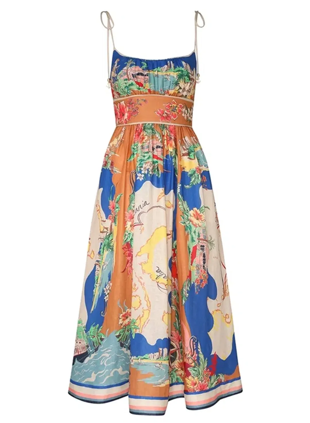Zimmermann Alight Picnic Midi Dress Print Size 0 / AU 8 for rent on The Volte - main image