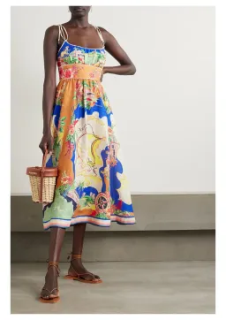 Zimmermann Alight Picnic Midi Dress Print Size 0 / AU 8 for rent on The Volte - image 1