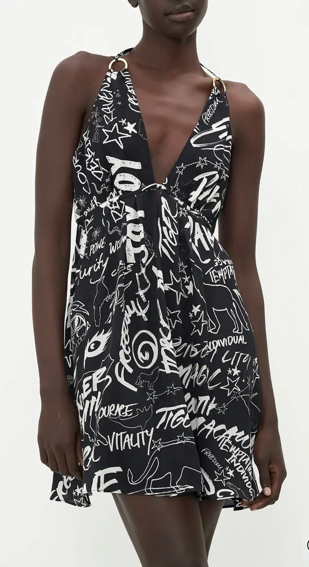 Camilla Spirit Scribble Short Flared Dress With Hardware Size 10 - Image 2