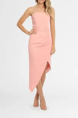 Elle Zeitoune Asymmetrical Split Midi Dress in Blush Pink Size 8 for rent on The Volte - image 4