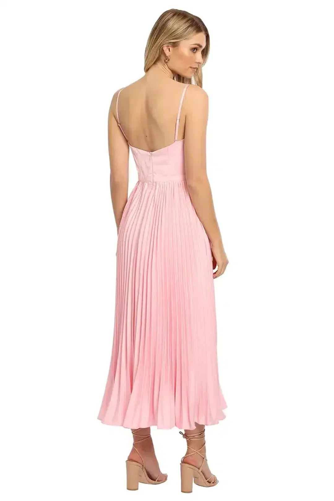 Elle Zeitoune Strapless Bustier Midi Dress in Pink Size 14 for rent on The Volte - main image