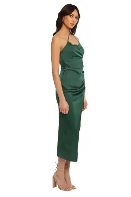 Elle Zeitoune One Shoulder Midi Dress in Green Size 10 for rent on The Volte - image 2