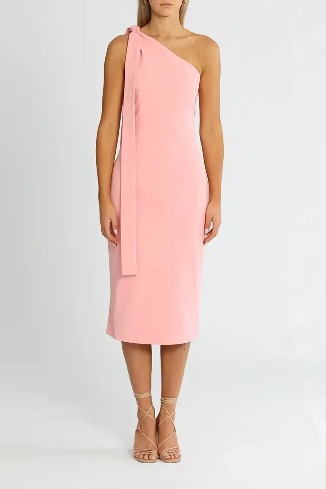 Elle Zeitoune One Shoulder Midi Dress in Pink Size 14 for rent on The Volte - main image