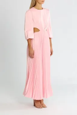 Elle Zeitoune Barry Satin Long Sleeve Midi Dress in Candy Pink Size 8 for rent on The Volte - image 3