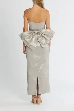 Elle Zeitoune Fitted Strapless Dress in Silver Size 12 for rent on The Volte - image 3