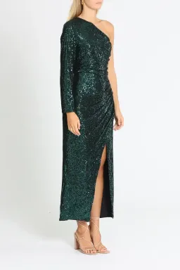 Elle Zeitoune One Shoulder Ruched Dress in Green Size 14 for rent on The Volte - image 2