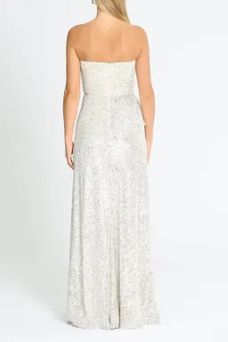 Elle Zeitoune Giana Strapless Sequin Dress in Silver Size 8 for rent on The Volte - image 3