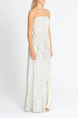 Elle Zeitoune Giana Strapless Sequin Dress in Silver Size 8 for rent on The Volte - image 2