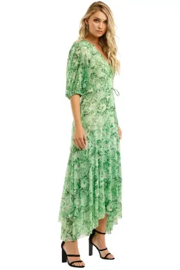 Ganni Printed Mesh Long Dress in Island Green Size 10 for rent on The Volte - image 2