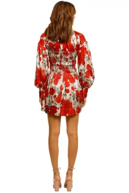 Ganni Brazilian Sand Silk Satin Mini Dress Floral Size 6 for rent on The Volte - image 3