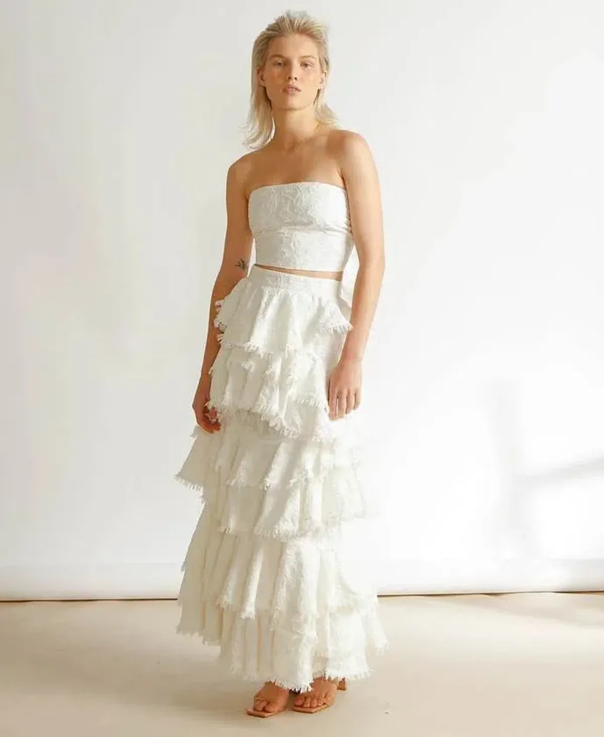 Ixiah the Label Carmellia Bandeau and Skirt Set Ivory Size 8 for rent on The Volte - main image
