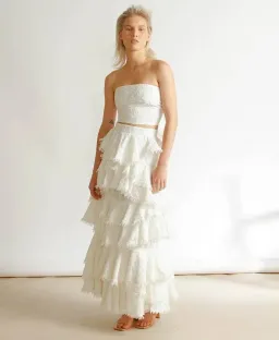 Ixiah the Label Carmellia Bandeau and Skirt Set Ivory Size 8 for rent on The Volte - image 1