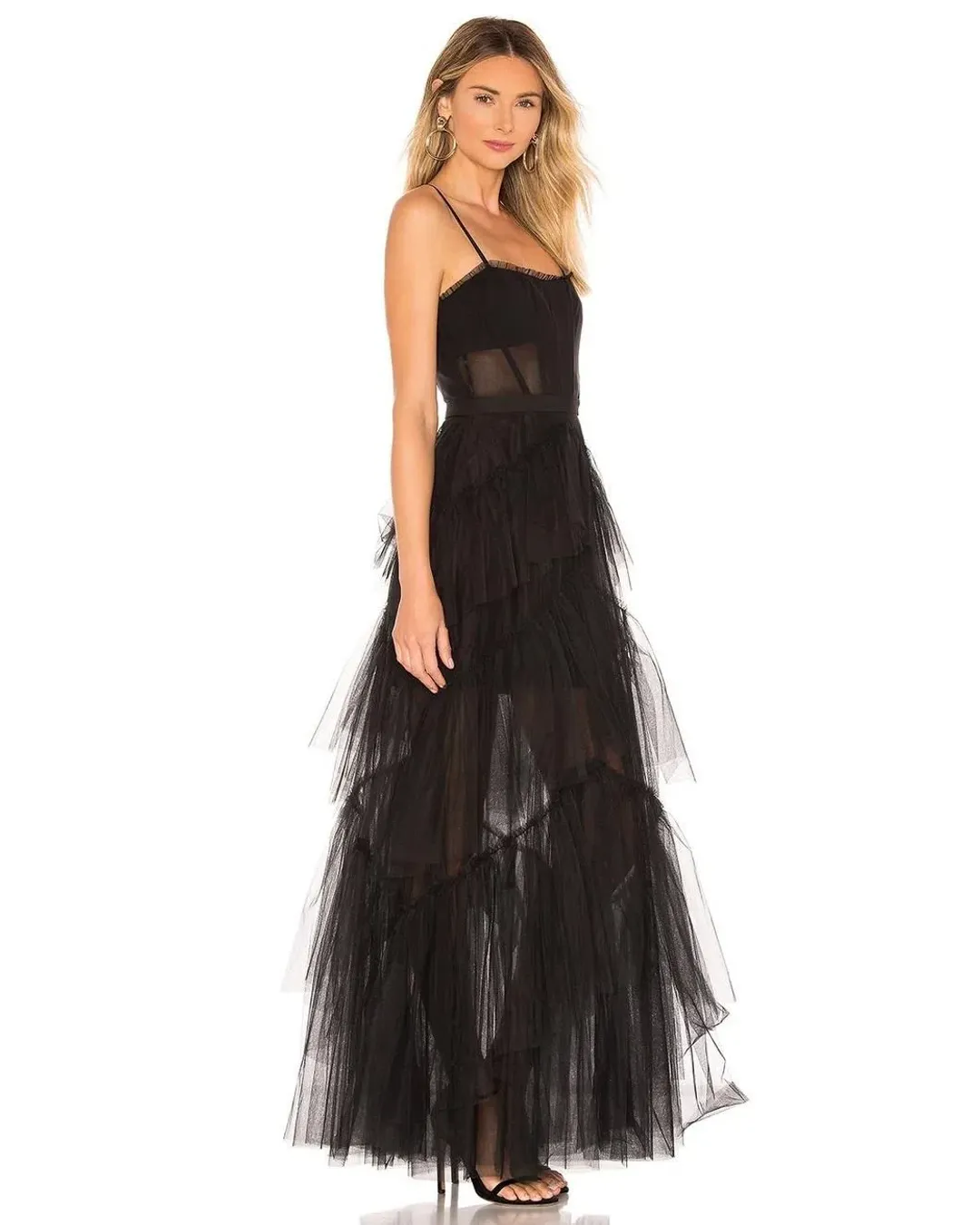 BCBGMAXAZRIA Tulle Gown Black Size 14 for rent on The Volte - main image