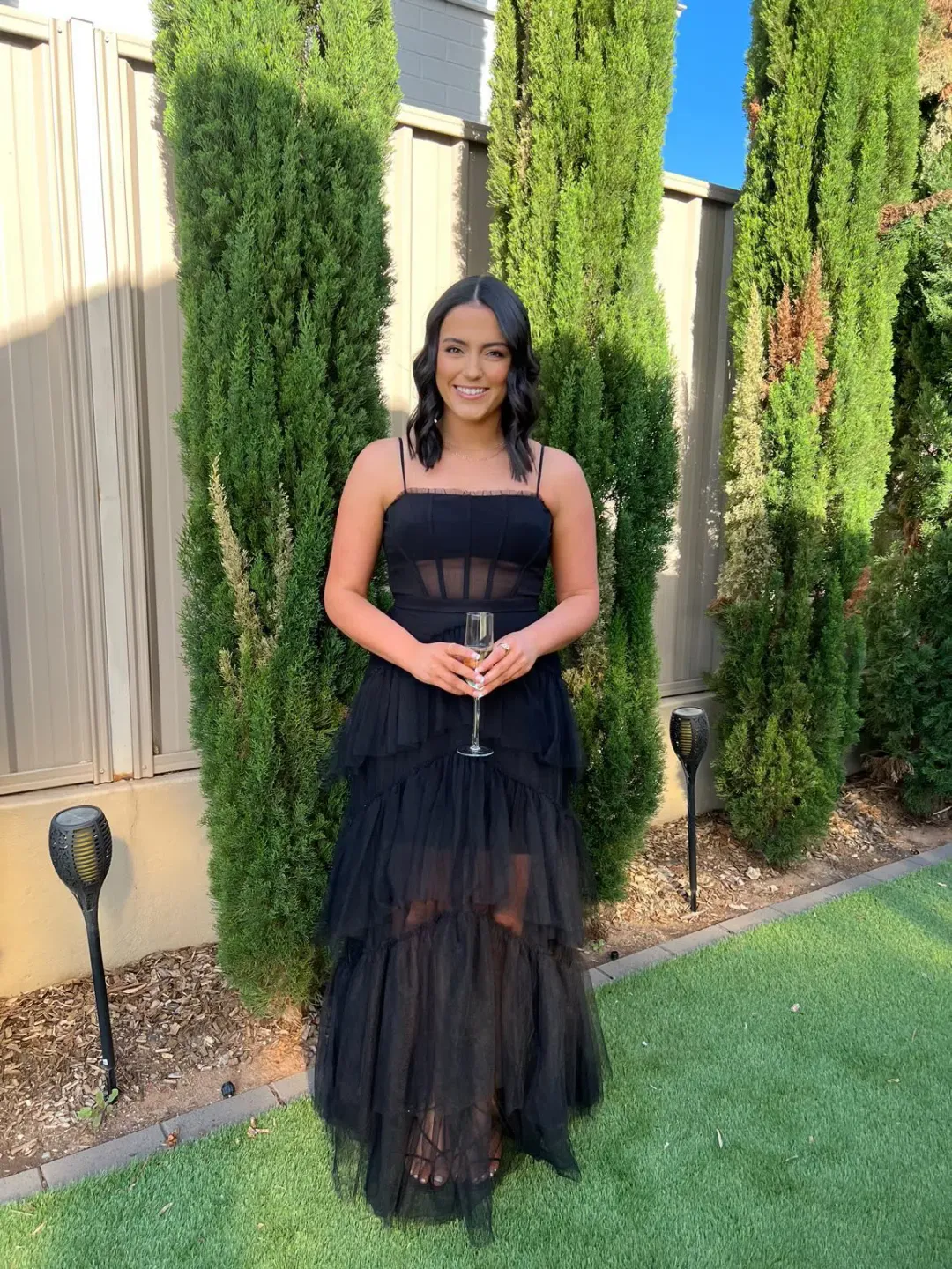 BCBGMAXAZRIA Tulle Gown Black Size 14 for rent on The Volte - main image