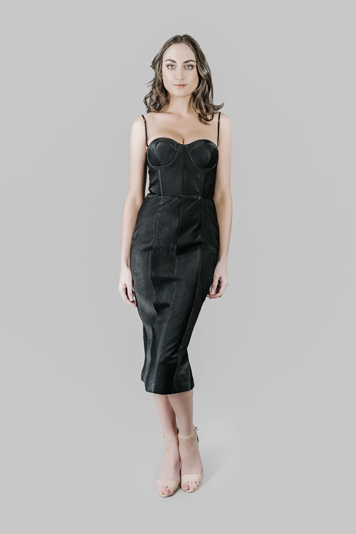 Misha Byanca Quilted Dress Black Size 8 - Image 1