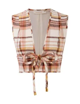 Zimmermann The Matchmaker Check Bow Bodice Size 0/Au 8 and Dance Short Size 1/Au 10 Set in Cream Check for rent on The Volte - image 2