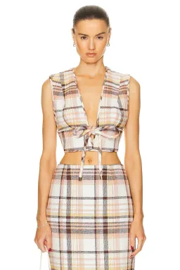 Zimmermann The Matchmaker Check Bow Bodice Size 0/Au 8 and Dance Short Size 1/Au 10 Set in Cream Check for rent on The Volte - image 1