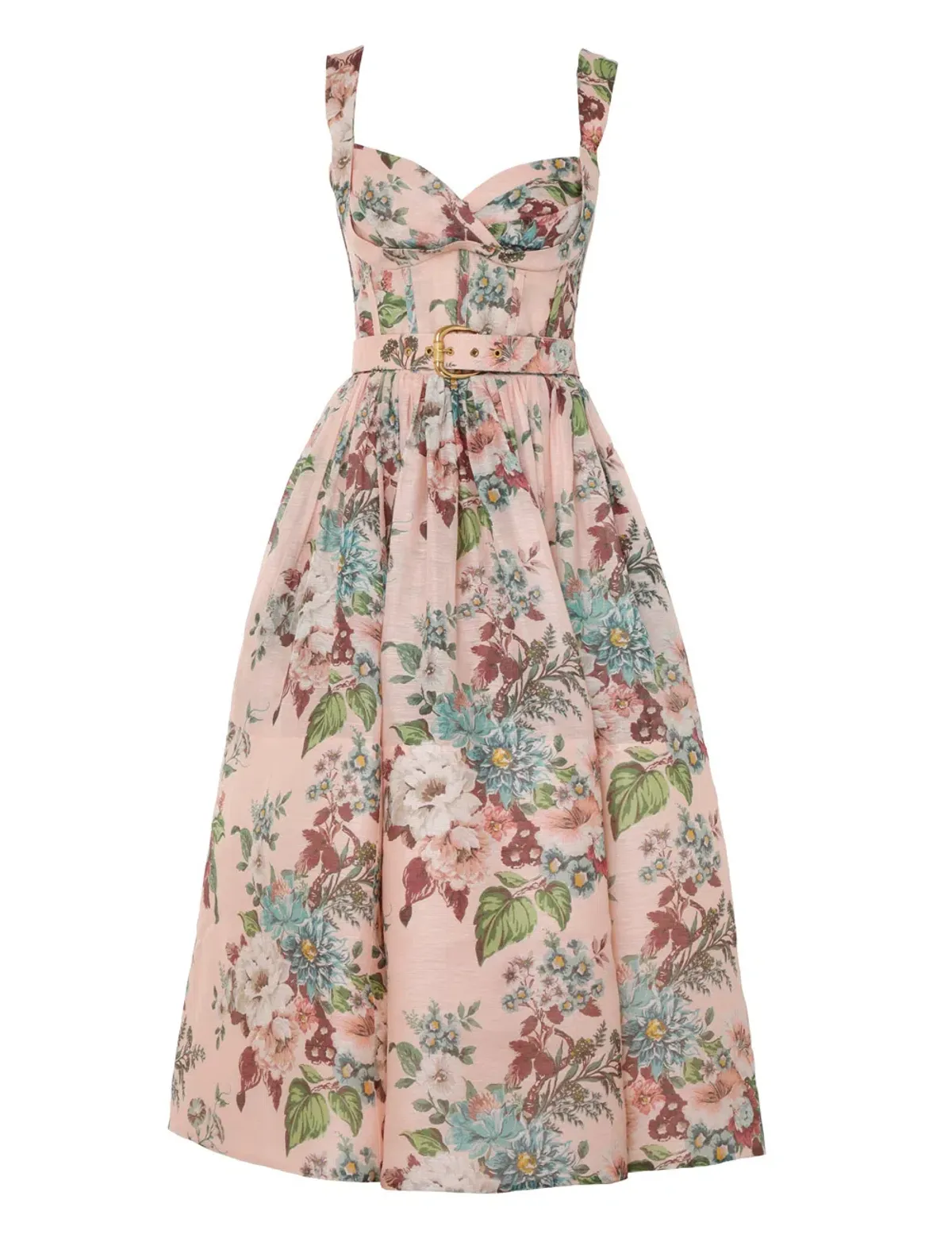 Zimmermann The Matchmaker Midi Dress in Pink Barkcloth Print Size 1 / AU 10 - Image 2