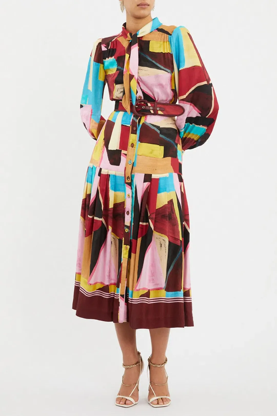 Rebecca Vallance Bastille Button Midi Dress Multi Size 12 for rent on The Volte - main image
